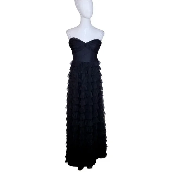 Hello Molly Lovers In Paris Strapless Ruffle Maxi Dress Size 6 NYE Holiday Hello Molly Lovers In Paris Strapless Ruffle Maxi Dress Size 6 NYE Holiday